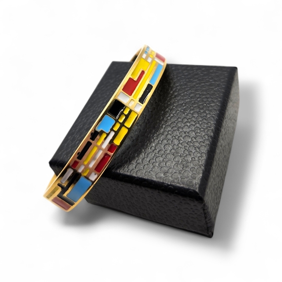 Colorful Geometric Gold Bangle - Picture 2 of 4